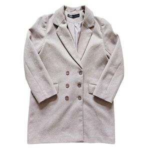 Zara Oversized Double-Breasted Coat in Light Pink Size Womens Small